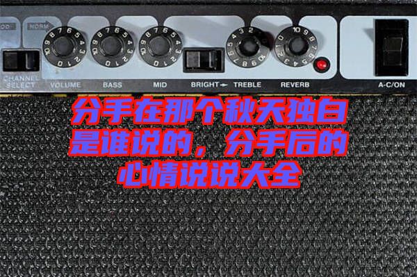 分手在那個秋天獨白是誰說的，分手后的心情說說大全