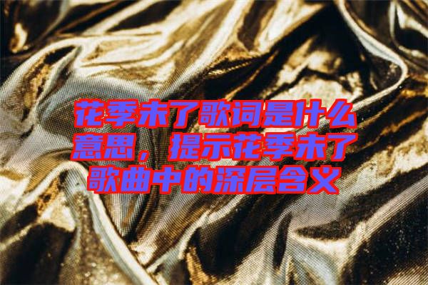 花季未了歌詞是什么意思，提示花季未了歌曲中的深層含義