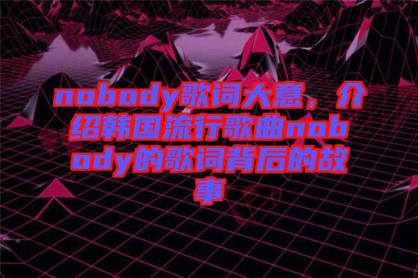 nobody歌詞大意，介紹韓國流行歌曲nobody的歌詞背后的故事