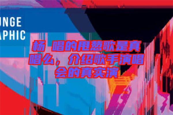 楊玥唱的甩蔥歌是真唱么，介紹歌手演唱會的真實演