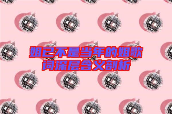 姐已不是當(dāng)年的姐歌詞深層含義剖析