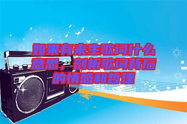 如果有來生歌詞什么意思，剖析歌詞背后的情感和哲理