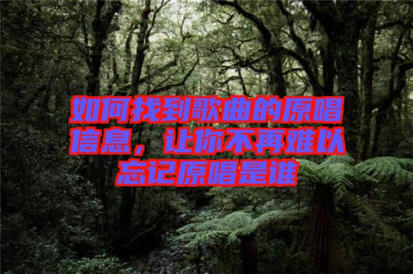如何找到歌曲的原唱信息，讓你不再難以忘記原唱是誰