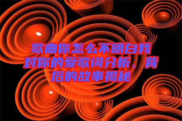 歌曲你怎么不明白我對(duì)你的愛歌詞分析，背后的故事揭秘