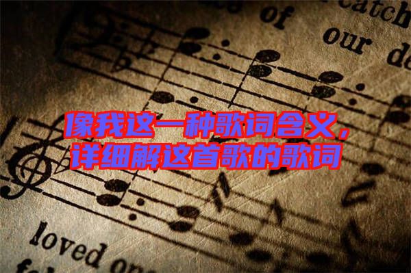 像我這一種歌詞含義，詳細(xì)解這首歌的歌詞