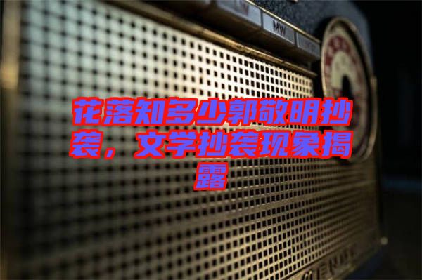 花落知多少郭敬明抄襲，文學(xué)抄襲現(xiàn)象揭露