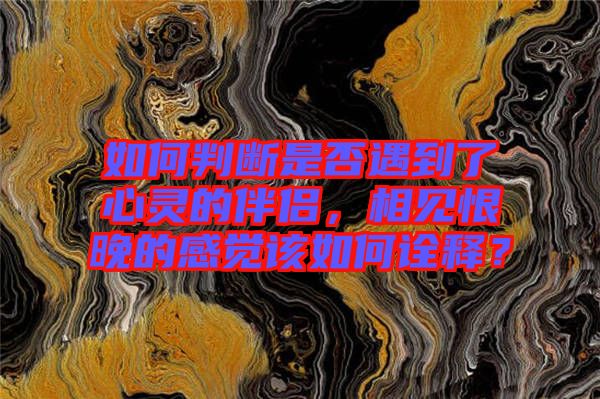 如何判斷是否遇到了心靈的伴侶，相見(jiàn)恨晚的感覺(jué)該如何詮釋？