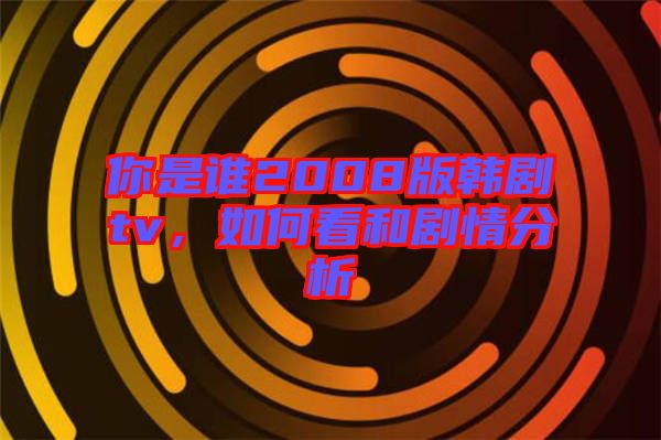你是誰2008版韓劇tv，如何看和劇情分析
