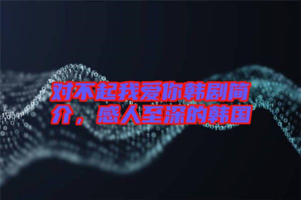 對(duì)不起我愛(ài)你韓劇簡(jiǎn)介，感人至深的韓國(guó)