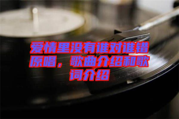 愛情里沒有誰對誰錯(cuò)原唱，歌曲介紹和歌詞介紹
