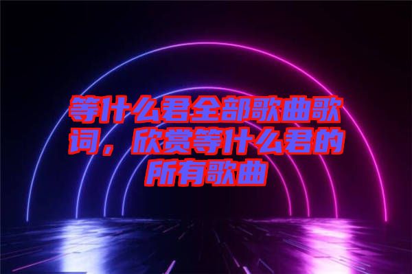 等什么君全部歌曲歌詞，欣賞等什么君的所有歌曲