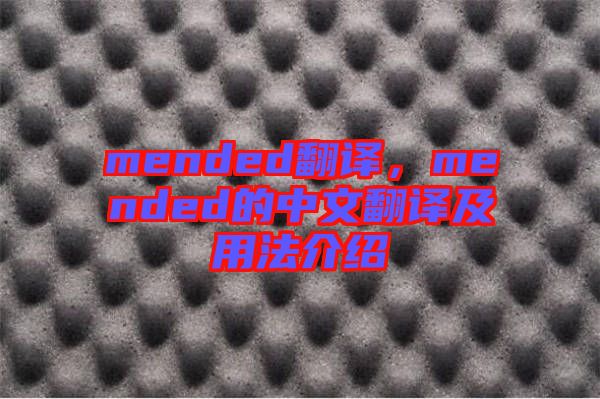 mended翻譯，mended的中文翻譯及用法介紹