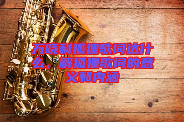 萬曉利狐貍歌詞達(dá)什么，解狐貍歌詞的意義和內(nèi)涵