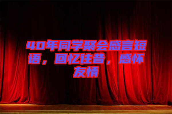 40年同學聚會感言短語，回憶往昔，感懷友情