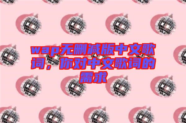 wap無刪減版中文歌詞，你對中文歌詞的需求