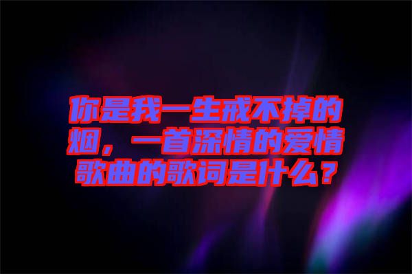 你是我一生戒不掉的煙，一首深情的愛情歌曲的歌詞是什么？