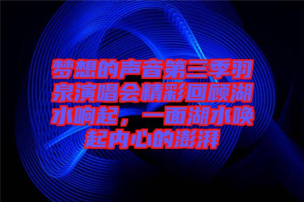 夢想的聲音第三季羽泉演唱會精彩回顧湖水響起，一面湖水喚起內(nèi)心的澎湃