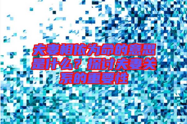 夫妻相依為命的意思是什么？探討夫妻關(guān)系的重要性