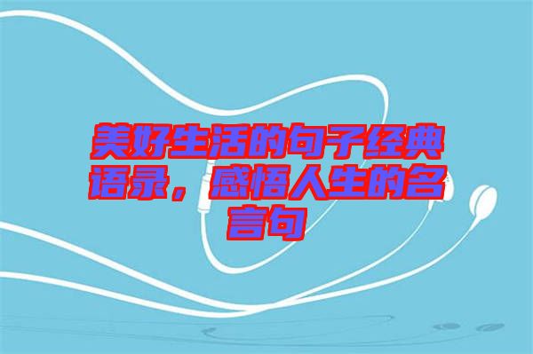 美好生活的句子經(jīng)典語錄，感悟人生的名言句