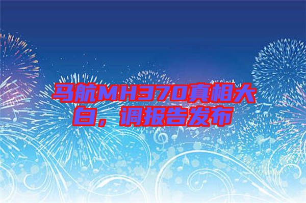 馬航MH370真相大白，調(diào)報告發(fā)布