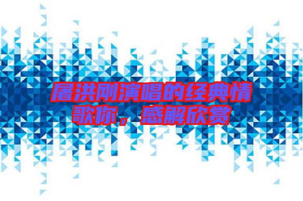 屠洪剛演唱的經(jīng)典情歌你，感解欣賞