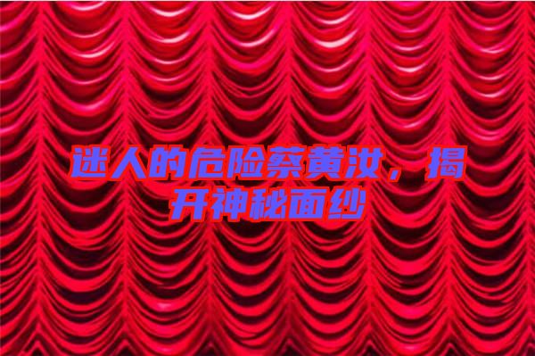 迷人的危險(xiǎn)蔡黃汝，揭開神秘面紗