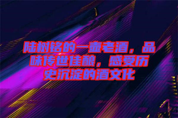 陸樹(shù)銘的一壺老酒，品味傳世佳釀，感受歷史沉淀的酒文化