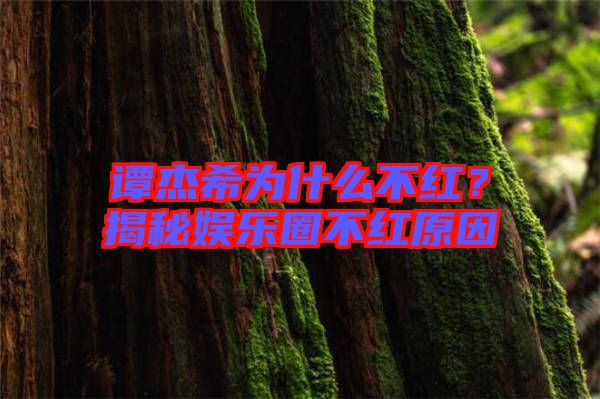 譚杰希為什么不紅？揭秘娛樂圈不紅原因