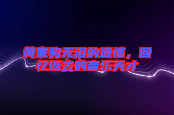 黃家駒無(wú)淚的遺憾，回憶逝去的音樂天才