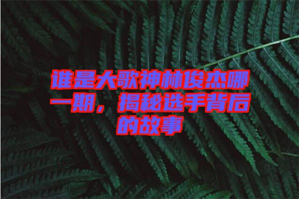 誰是大歌神林俊杰哪一期，揭秘選手背后的故事