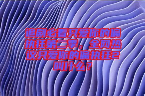 追劇必看只愛你的偏執(zhí)狂第二季，全網(wǎng)熱議只愛你的偏執(zhí)狂2叫什么？