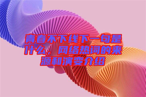 青春不下線下一句是什么，網(wǎng)絡熱詞的來源和演變介紹
