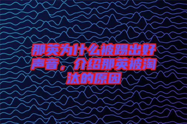那英為什么被踢出好聲音，介紹那英被淘汰的原因