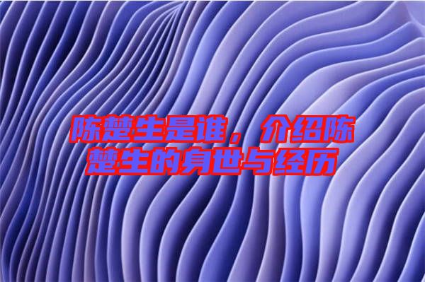 陳楚生是誰(shuí)，介紹陳楚生的身世與經(jīng)歷